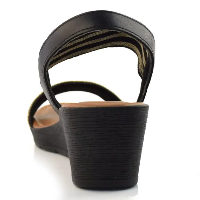 Sandália Anabela de Couro Usaflex Preto AB8704
