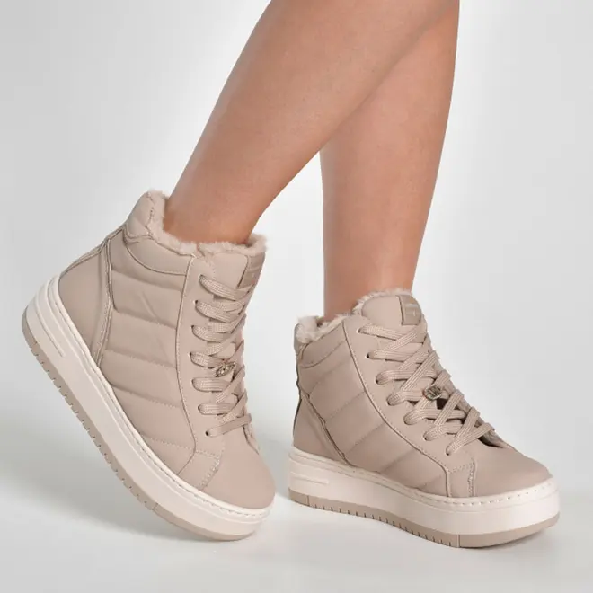 Tênis Peluciado Feminino Via Marte Creme 306-003-11