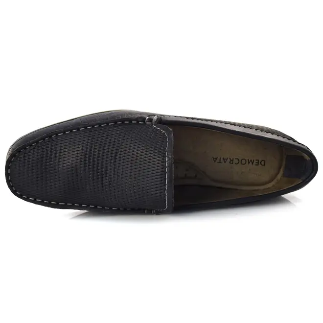 Mocassim Masculino de Couro Democrata Azul 135201