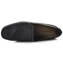 Mocassim Masculino de Couro Democrata Azul 135201