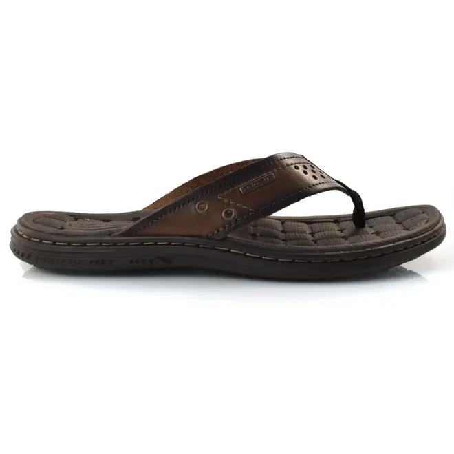 Chinelo Masculino de Couro Pegada Marrom 131221