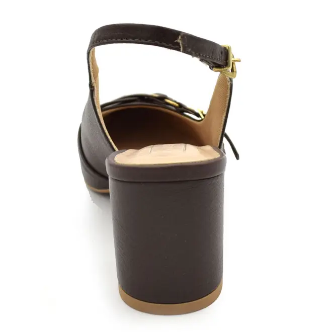 Scarpin Slingback de Couro Feminino Suzzara Marrom 1031-2129