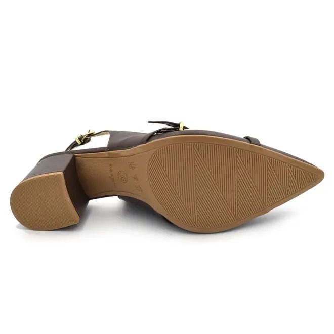 Scarpin Slingback de Couro Feminino Suzzara Marrom 1031-2129