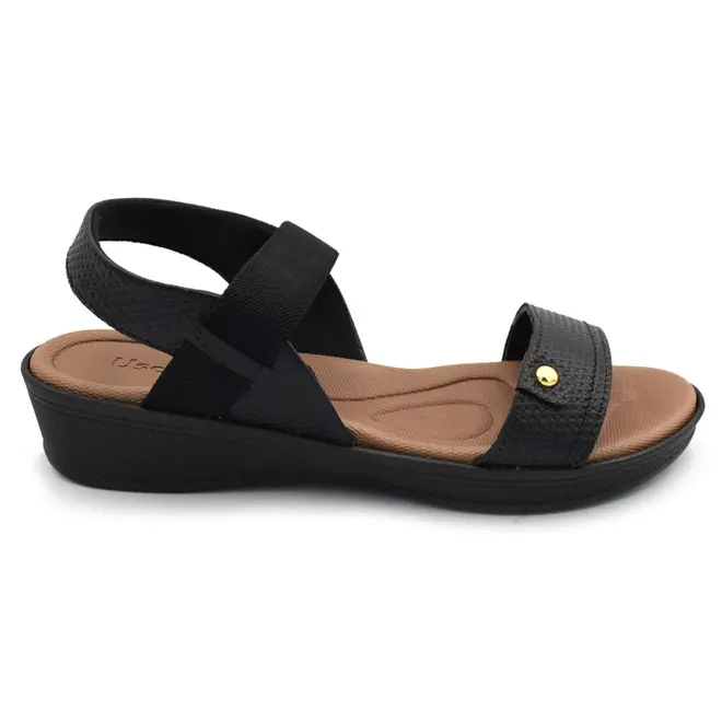 Sandália de Couro Feminina Usaflex Preto UD04004