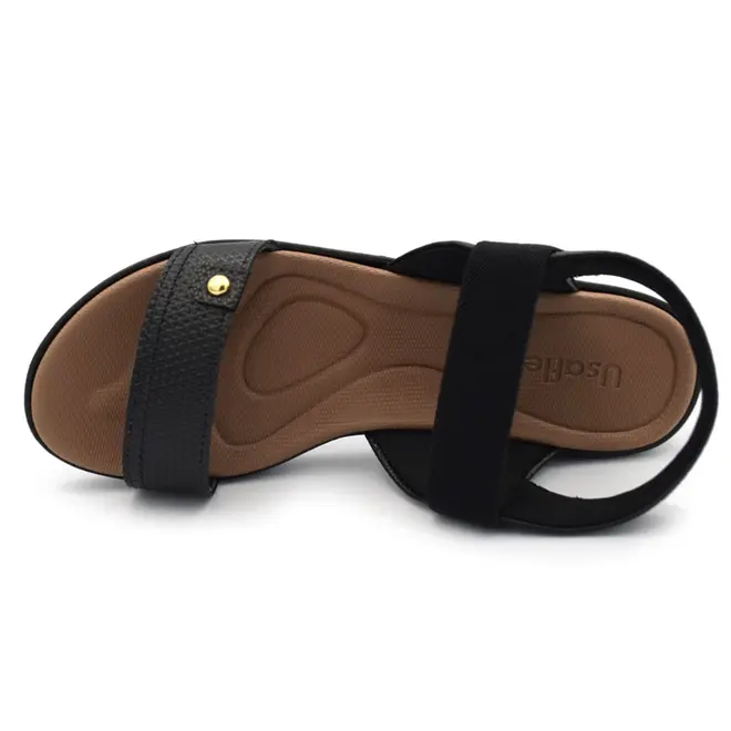 Sandália de Couro Feminina Usaflex Preto UD04004