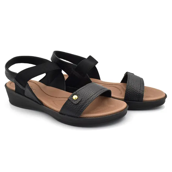 Sandália de Couro Feminina Usaflex Preto UD04004