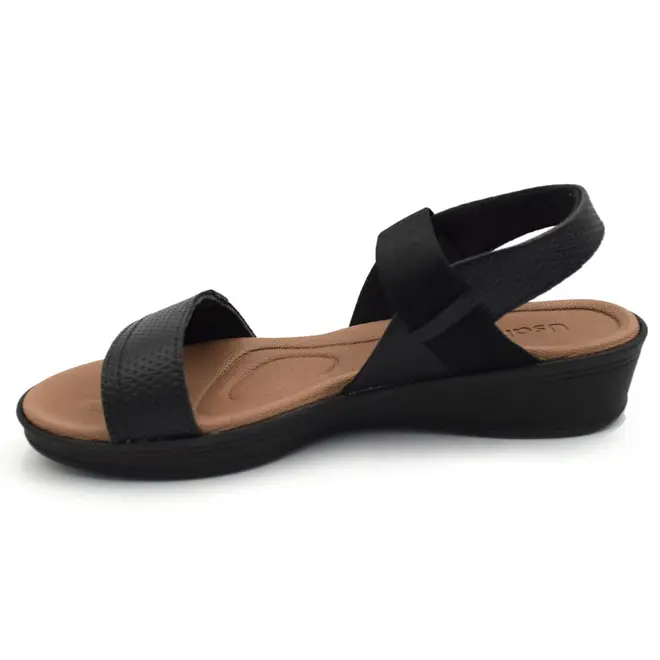Sandália de Couro Feminina Usaflex Preto UD04004