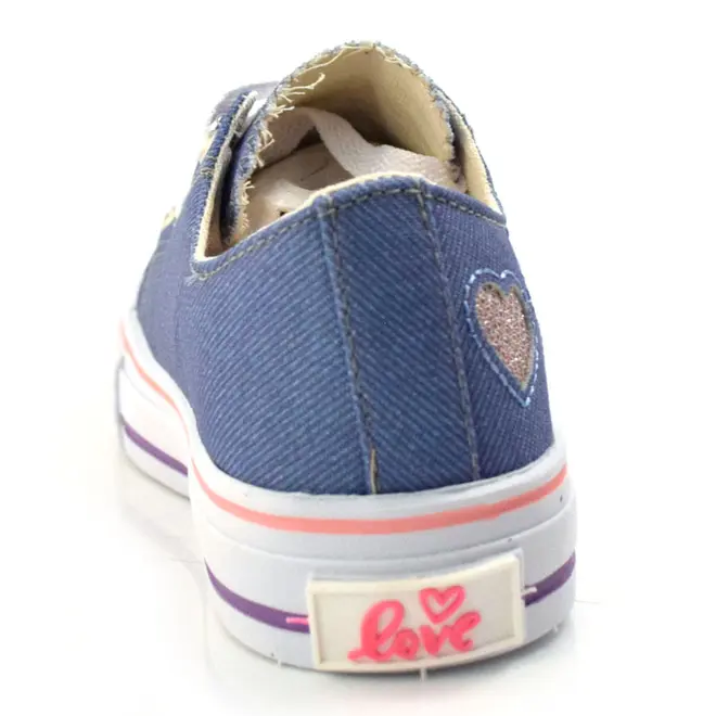 Tênis Infantil Feminino Ykes Azul CORACAO