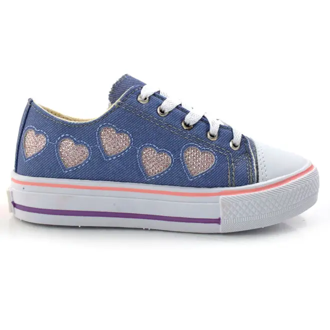 Tênis Infantil Feminino Ykes Azul CORACAO