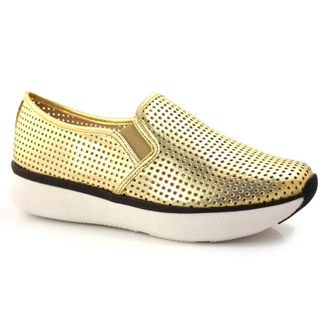 Tênis Flatform de Couro Suzzara Amarelo 24707 MET