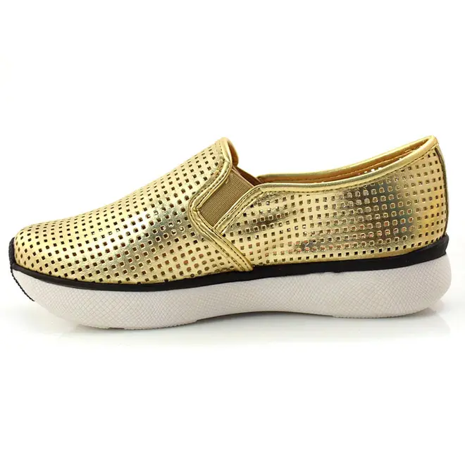 Tênis Flatform de Couro Suzzara Amarelo 24707 MET