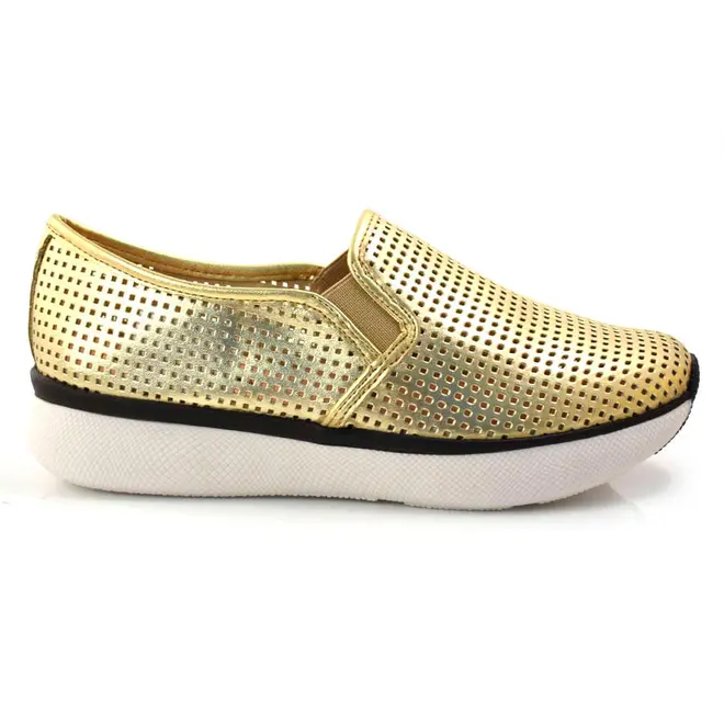 Tênis Flatform de Couro Suzzara Amarelo 24707 MET