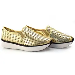 Tênis Flatform de Couro Suzzara Amarelo 24707 MET