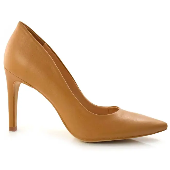 Scarpin Feminino de Couro e Salto Alto Suzzara Marrom 48501