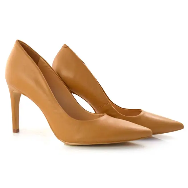 Scarpin Feminino de Couro e Salto Alto Suzzara Marrom 48501