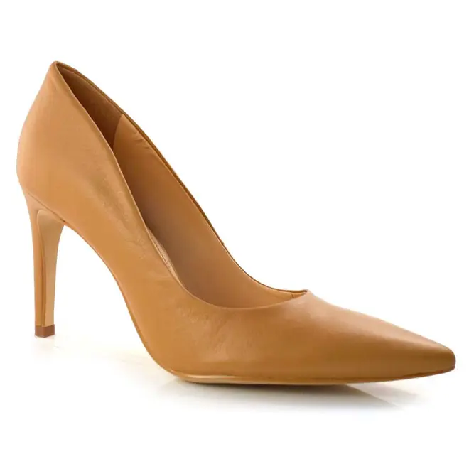 Scarpin Feminino de Couro e Salto Alto Suzzara Marrom 48501