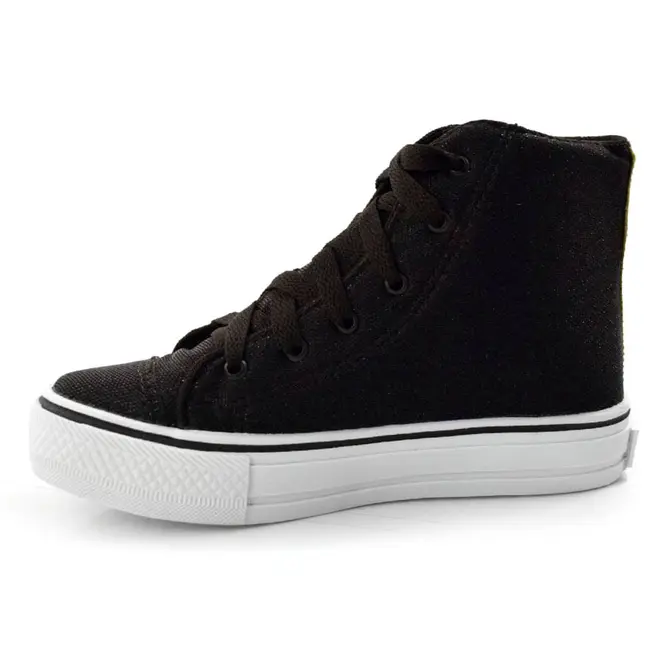Tênis Infantil Feminino de Cano Alto Ykes Preto LUREX