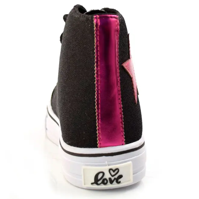 Tênis Infantil Feminino de Cano Alto Ykes Preto LUREX