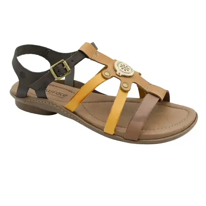 Sandália Flat Fivela New Face Flor Feminina Telha Mix