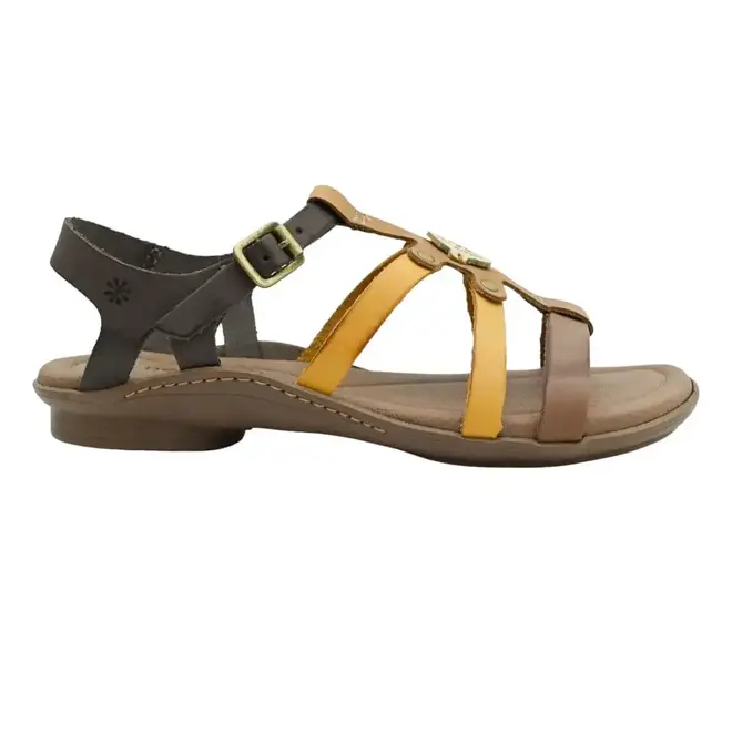 Sandália Flat Fivela New Face Flor Feminina Telha Mix