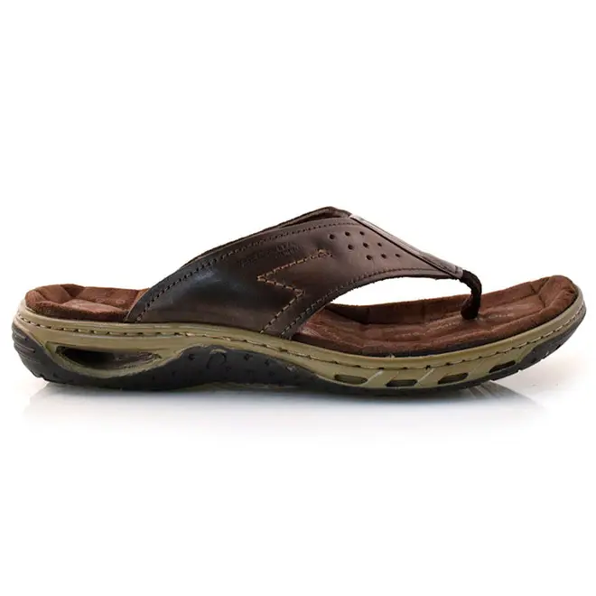 Chinelo Masculino de Couro Pegada Marrom 131663