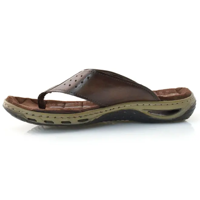 Chinelo Masculino de Couro Pegada Marrom 131663
