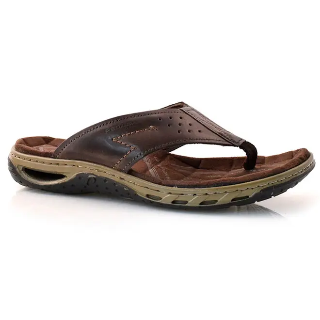 Chinelo Masculino de Couro Pegada Marrom 131663