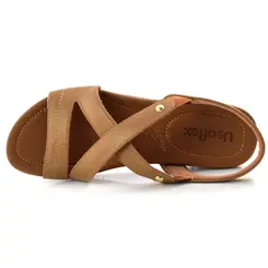 Sandália de Couro Feminina Usaflex Bege R1804