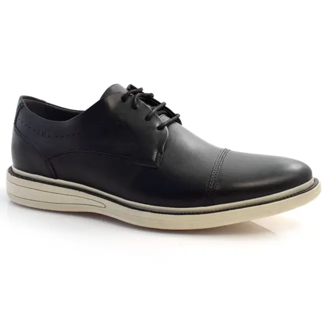 Sapatênis Masculino de Couro Democrata Bay Preto 273101
