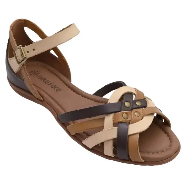 Sandália Flat New Face Feminina Cacau Mix