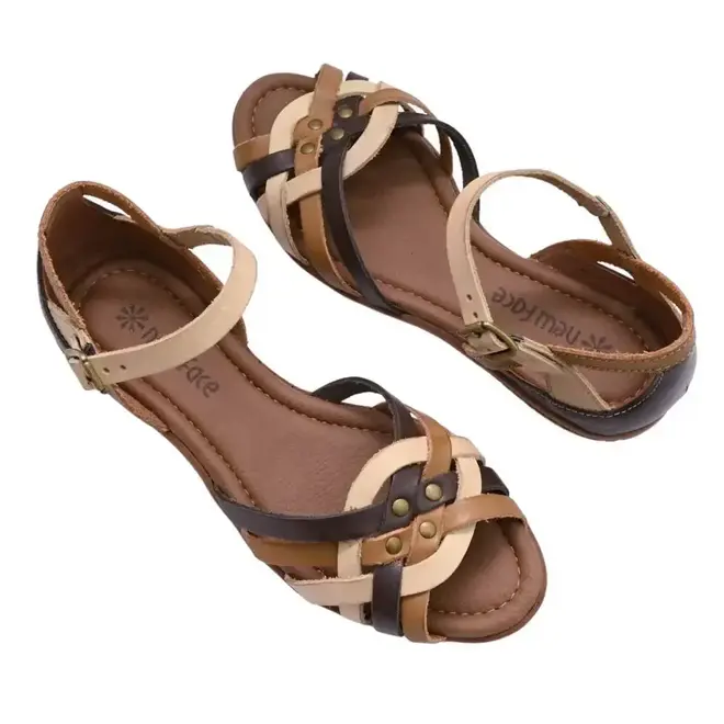Sandália Flat New Face Feminina Cacau Mix