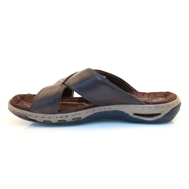 Chinelo Masculino de Couro Pegada Marrom 131661
