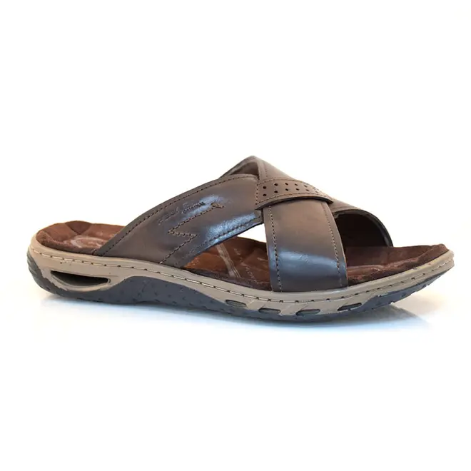 Chinelo Masculino de Couro Pegada Marrom 131661
