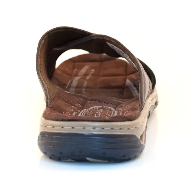 Chinelo Masculino de Couro Pegada Marrom 131661