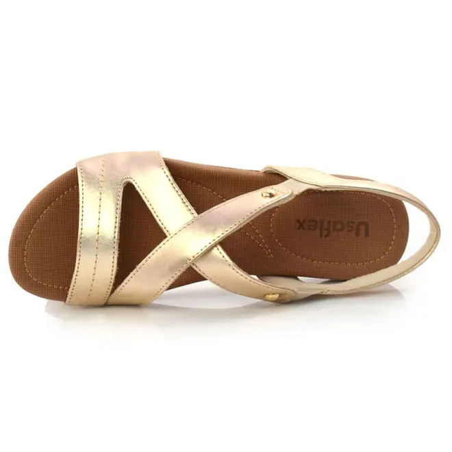 Sandália de Couro Feminina Usaflex Amarelo R1804
