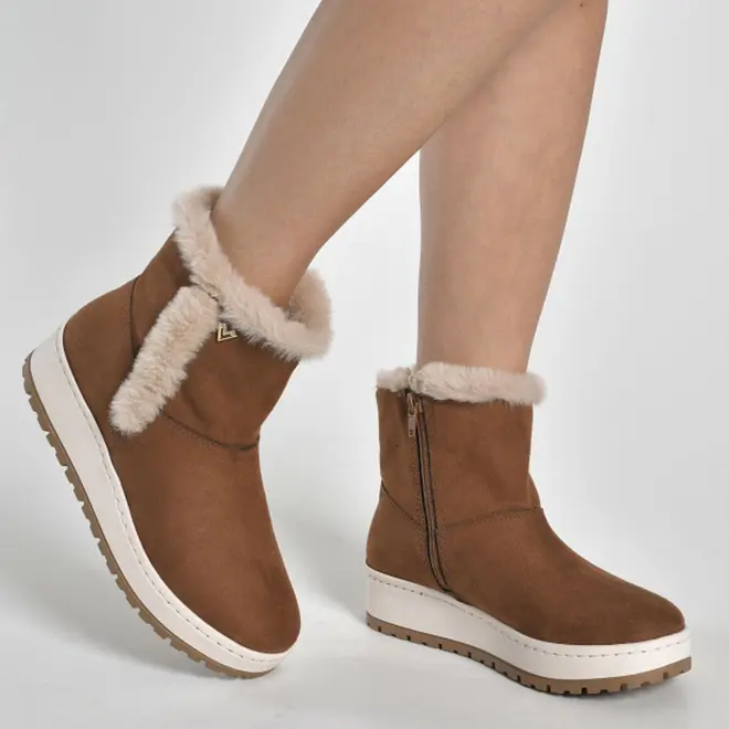 Coturno Peluciado Feminino Via Marte Bege 259-007-10