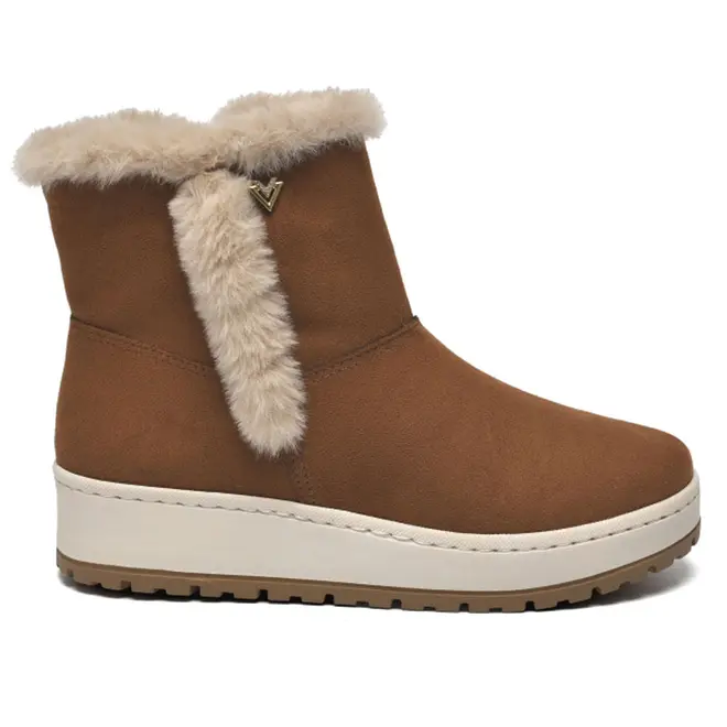 Coturno Peluciado Feminino Via Marte Bege 259-007-10
