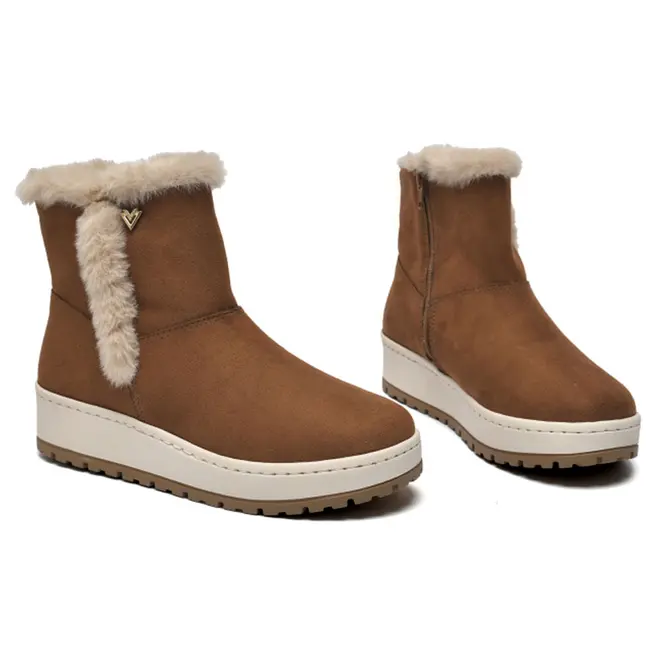 Coturno Peluciado Feminino Via Marte Bege 259-007-10