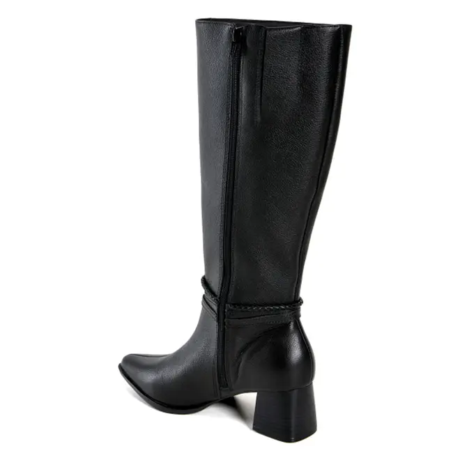 Bota de Couro e Cano Longo Feminina Via Marte Preto 340-007-01