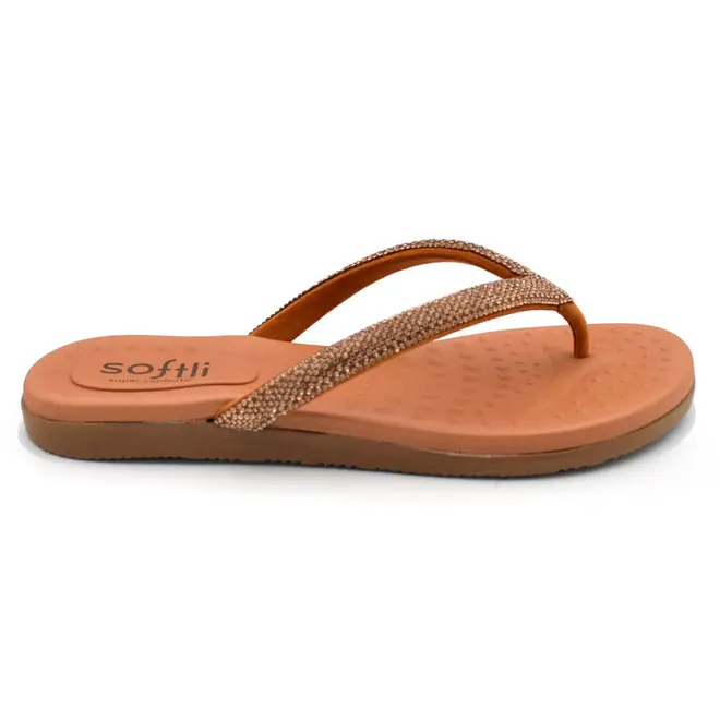 Sandália Rasteira Feminina Softli Marrom 10015.10064