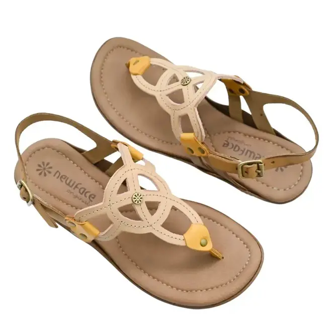 Sandália Flat New Face Feminina Rosa Off Mix