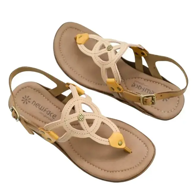 Sandália Flat New Face Feminina Rosa Off Mix