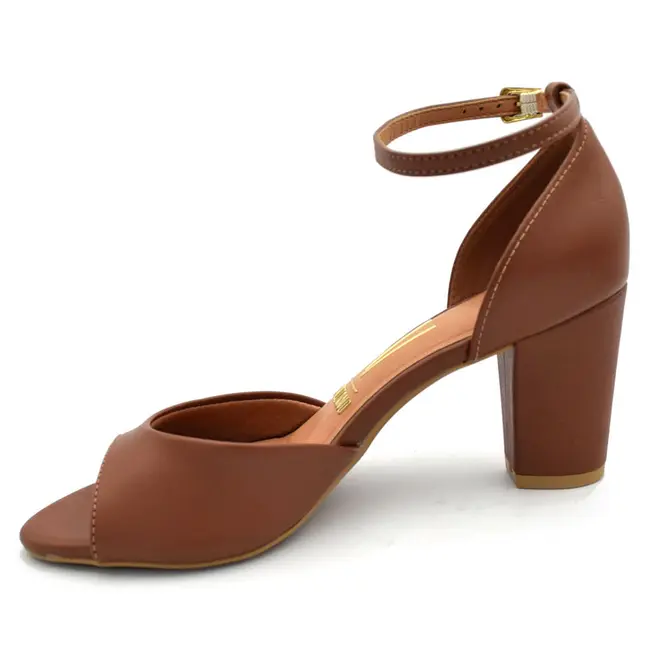 Sandália de Salto Bloco Vizzano Caramelo 6262406-7286
