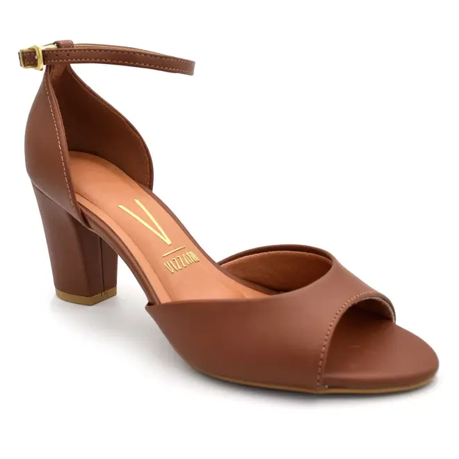 Sandália de Salto Bloco Vizzano Caramelo 6262406-7286