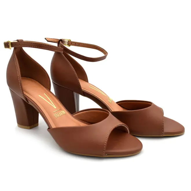 Sandália de Salto Bloco Vizzano Caramelo 6262406-7286