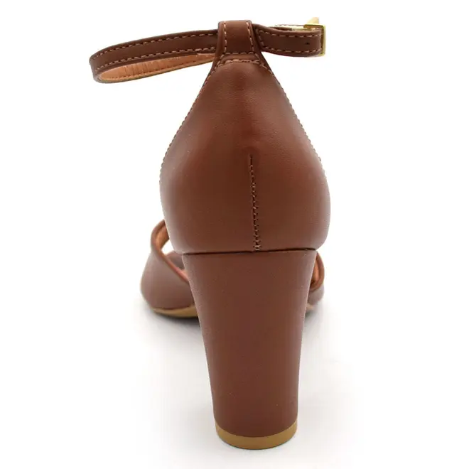 Sandália de Salto Bloco Vizzano Caramelo 6262406-7286