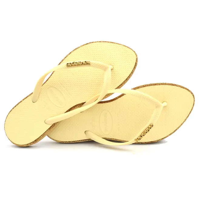 Chinelo Feminino Havaianas Slim Point Glitter Amarelo 4150157