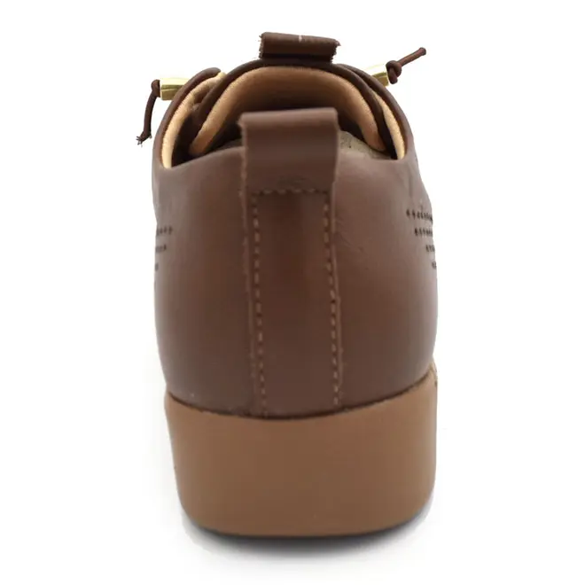 Tênis de Couro Casual Feminino Comfortflex Marrom 2675303