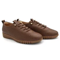 Tênis de Couro Casual Feminino Comfortflex Marrom 2675303