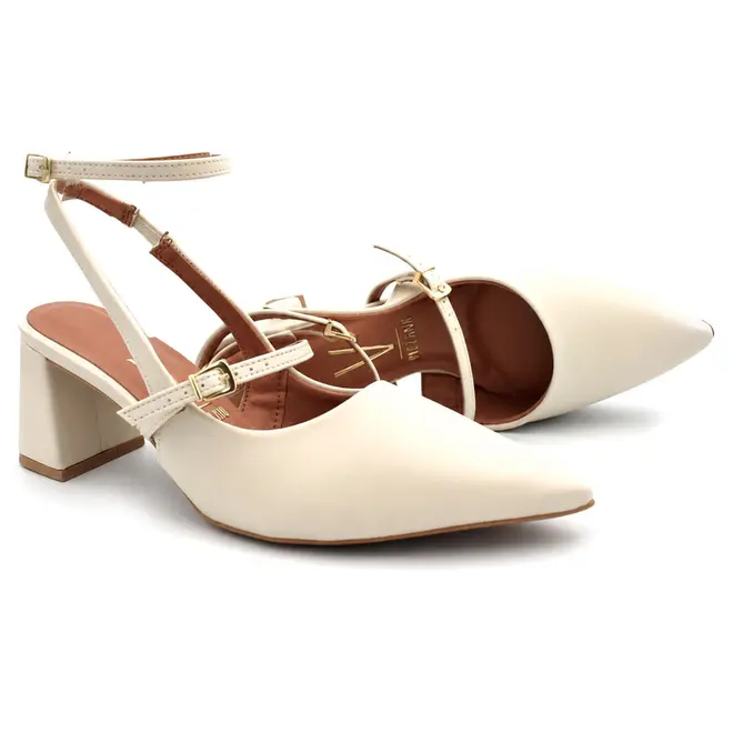 Scarpin Slingback Feminino Vizzano Off White 1475.102.7286